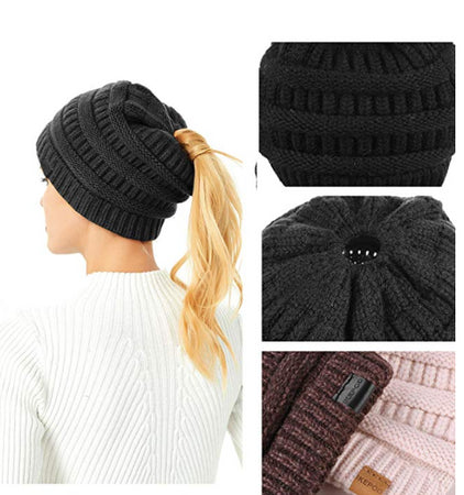 Winter Hat with Pony Tail Hole